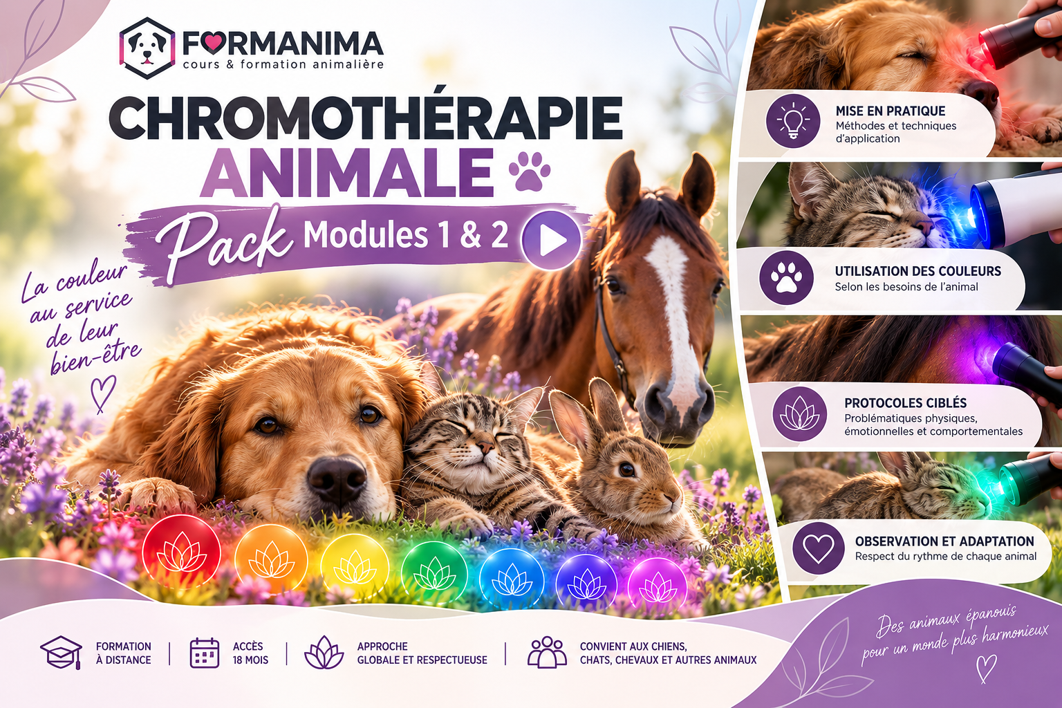 🌈 Formation Chromothérapie Animale – Pack Modules 1 & 2